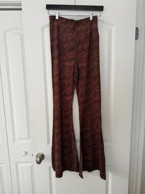 Free People Brown Printed Flare Pants